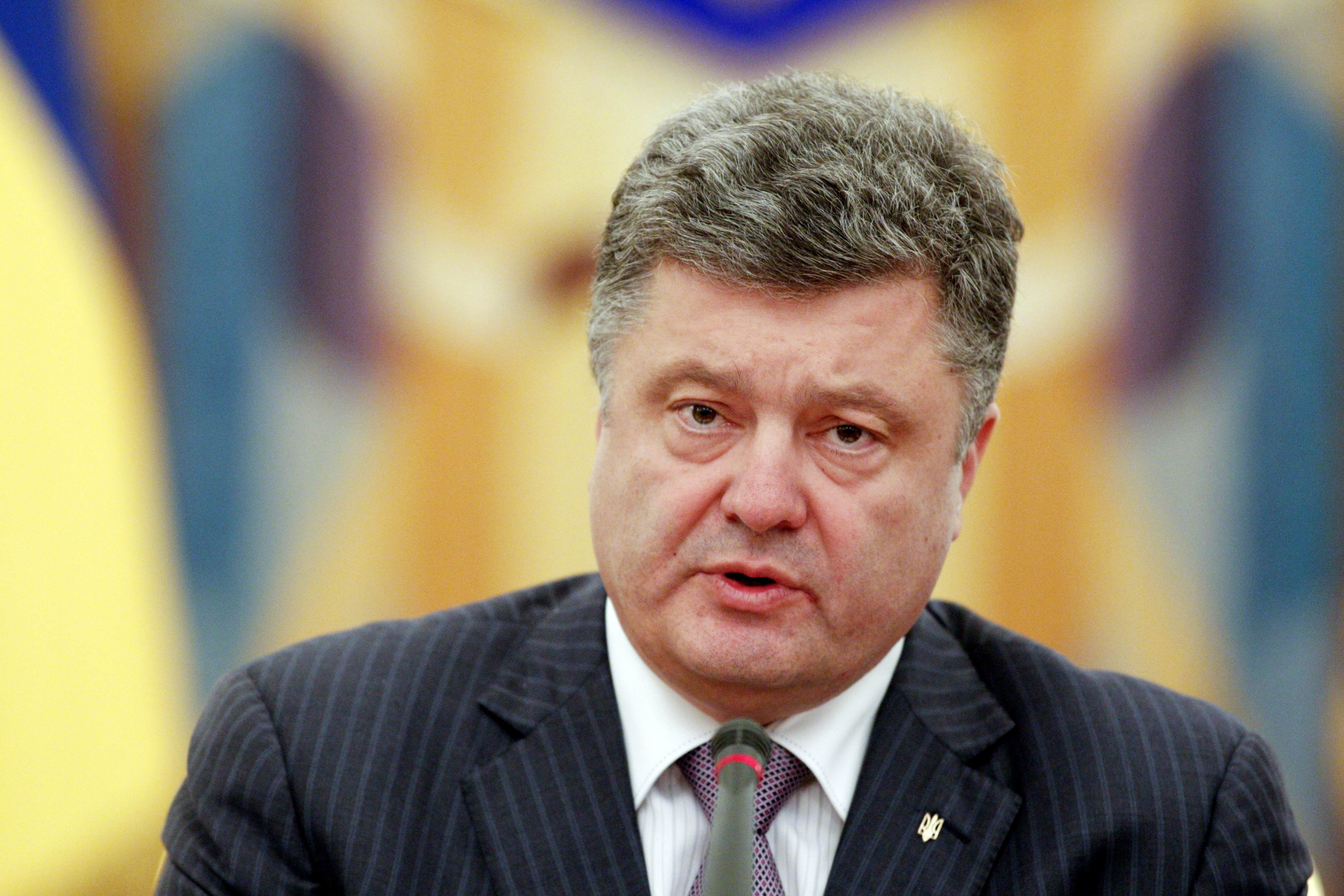 Ukrainian President Poroshenko takes part in a meeting of the Security Council in Kiev