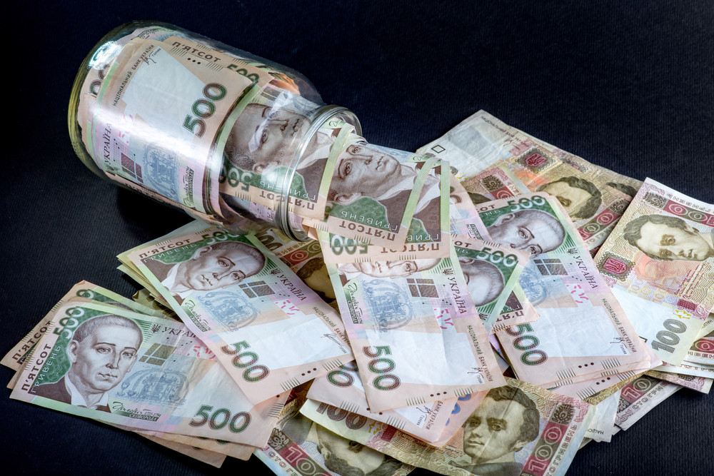 Ukrainian money in the jar