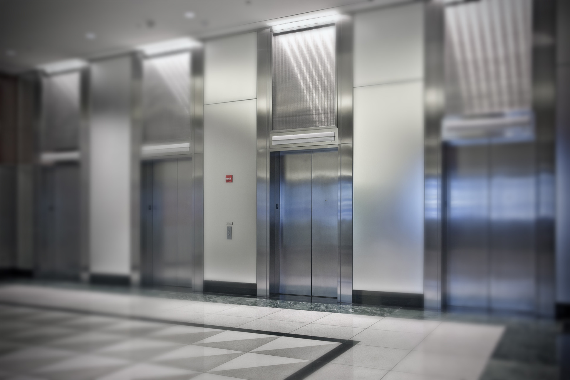 lobby with elevators in the office building