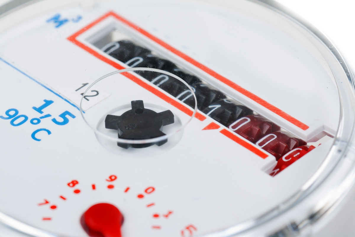 macro shot of a water meter