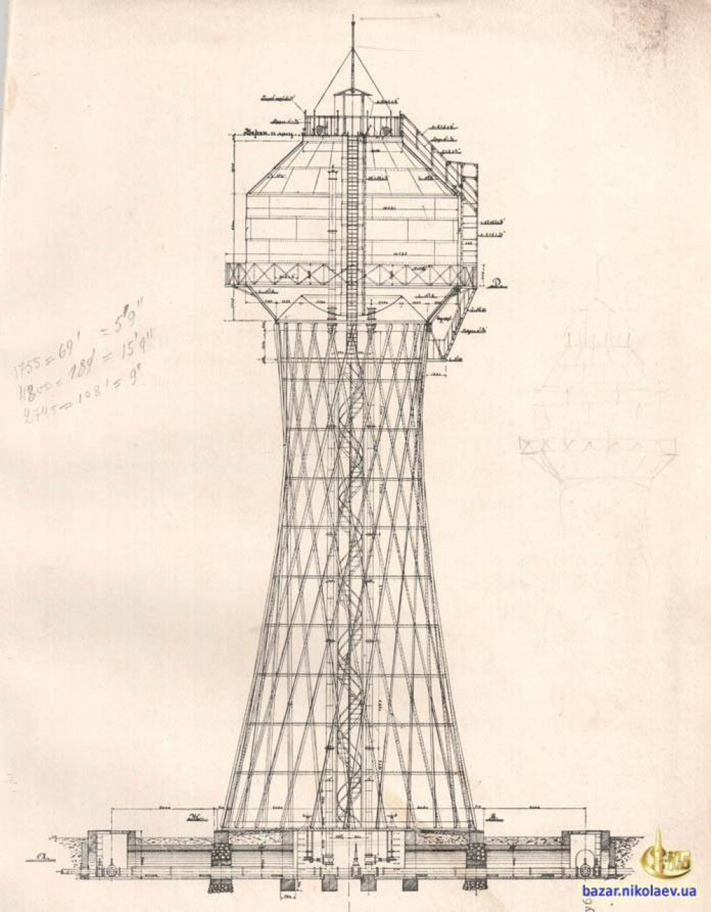 Чертеж башни. Шуховская водонапорная башня Владимир. Шуховская башня в Николаеве. Гиперболоидная башня Шухова чертеж. Водонапорная башня Шухова чертеж.